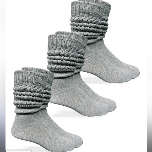 Accessories - Sock Bundle 3/$25 NEW Gray Thick Slouch Cotton Knee High Scrunch Socks
